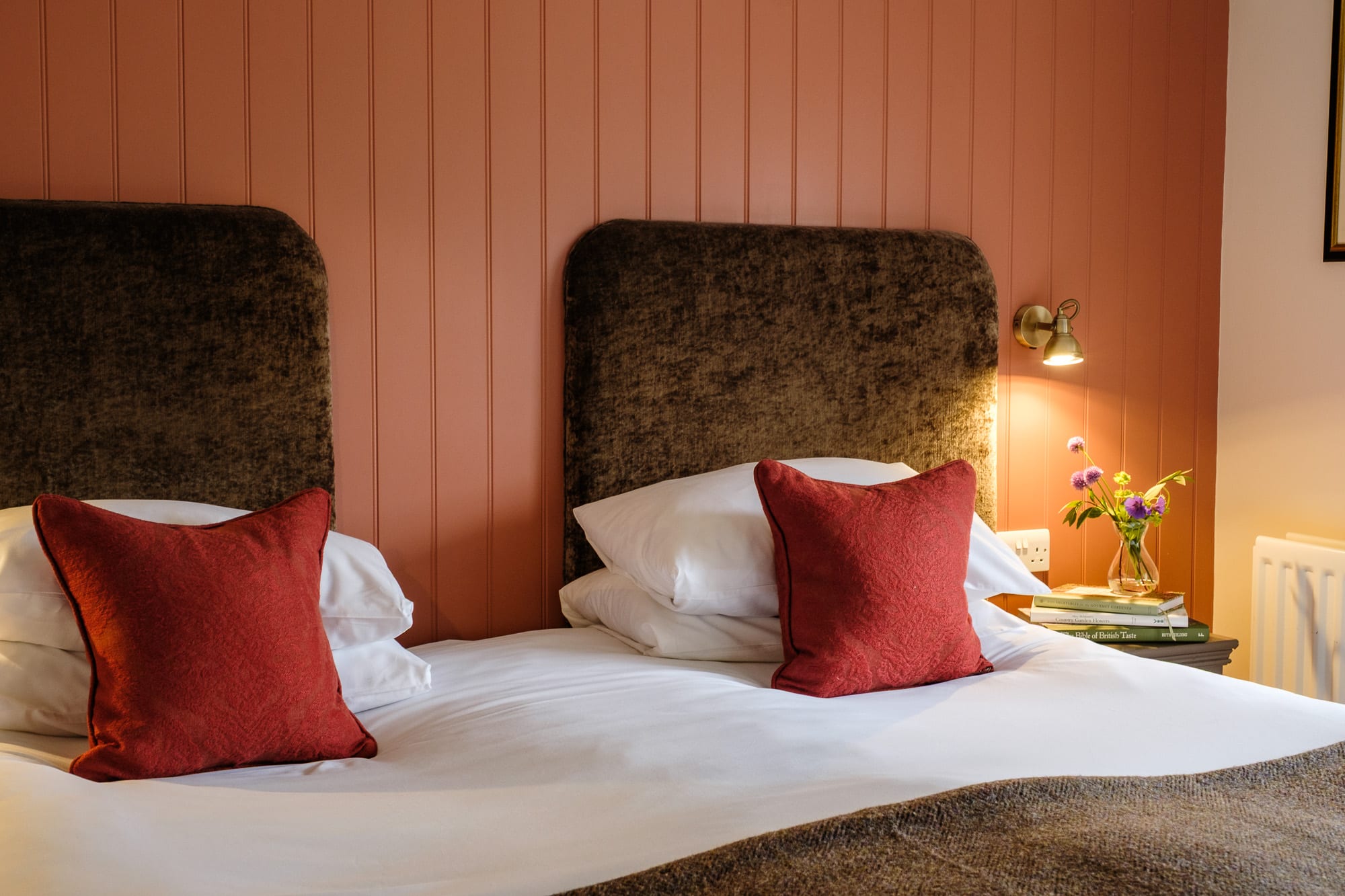 Bed in Alpha Cottage King bedroom in Alpha Cottage at DOuneside House