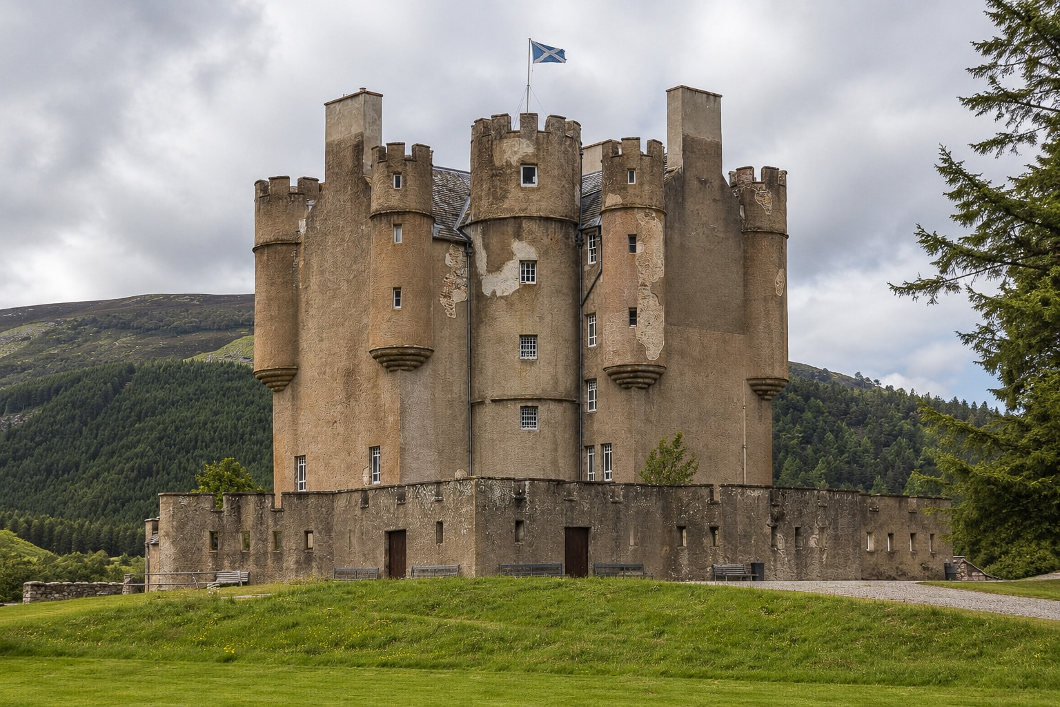 Braemar Castle, the historic 17th-century castle in Royal Deeside, Aberdeenshire before restoration