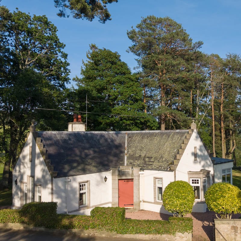 Traditional estate cottage at Douneside House in Royal Deeside, Aberdeenshire.