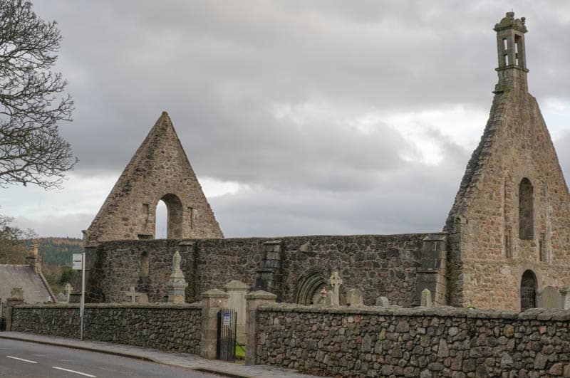 Ruins of Kincardine O’Neil Auld Kirk and its graveyard in Royal Deeside
