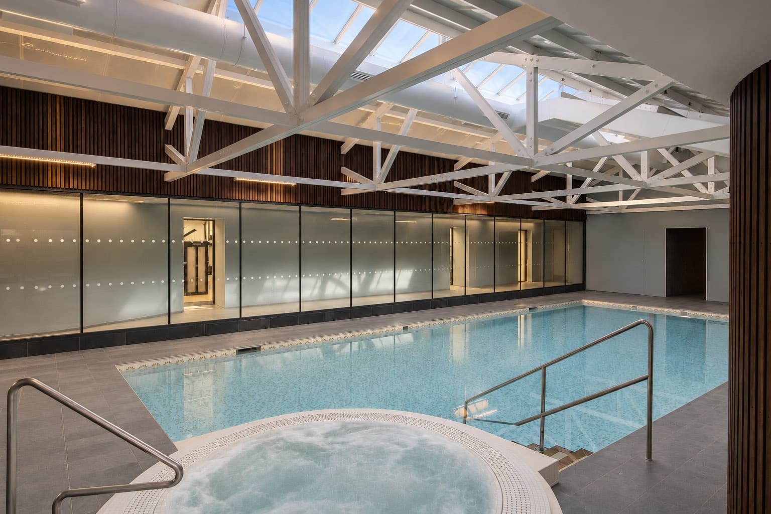 Douneside House Swimming Pool early evening lighting The Health Club Swimming pool at Douneside House Royal Deeside