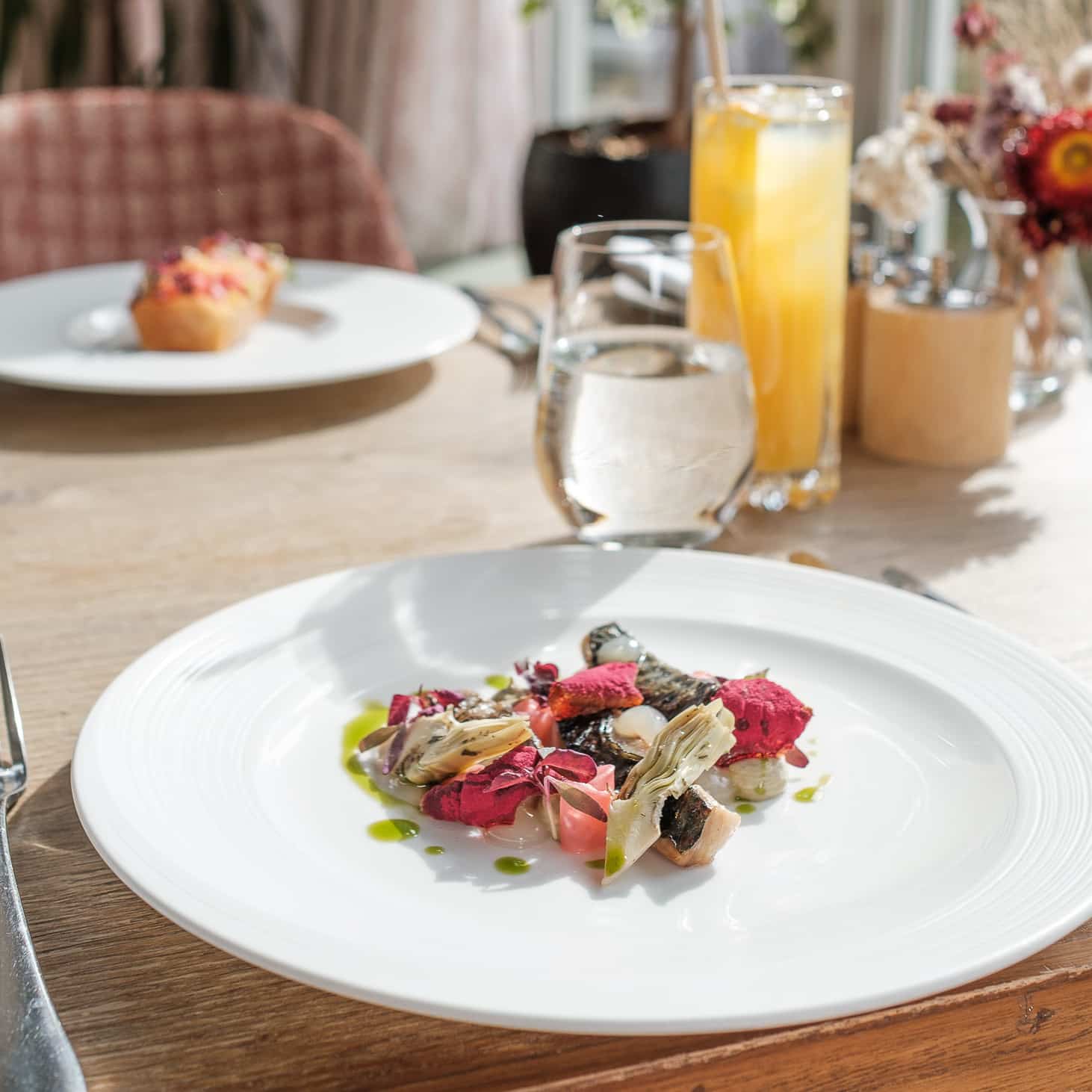 Plate of food in the conservatory restaurant and DOuneside house