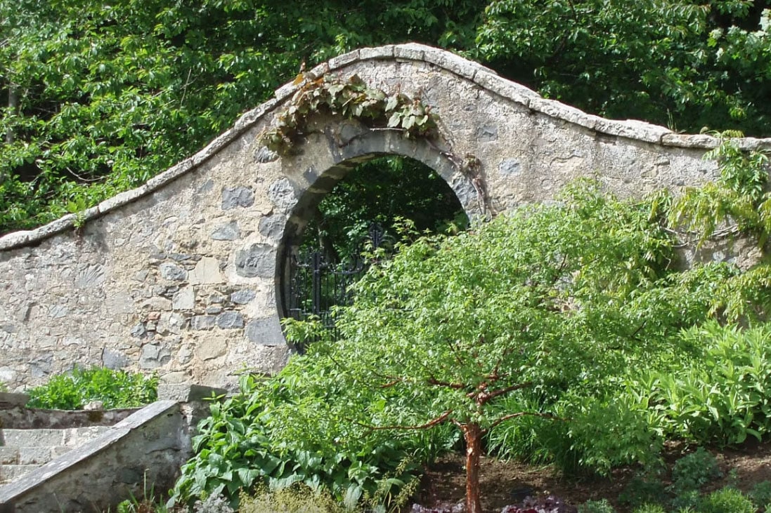 Leith Hall moon gate in the gardens and estate