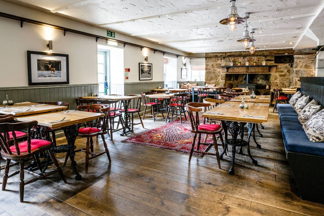 Set tables at the Boat Inn restaurant in Aboyne Aberdeenshire