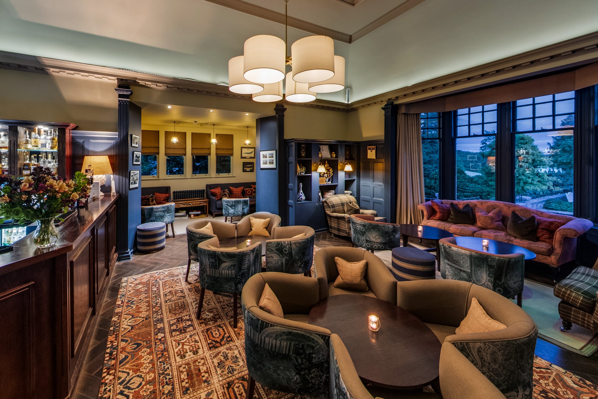 The MacRobert Reply Bar at Douneside House Ready for guests in The MacRobert reply bar at Douneside House.