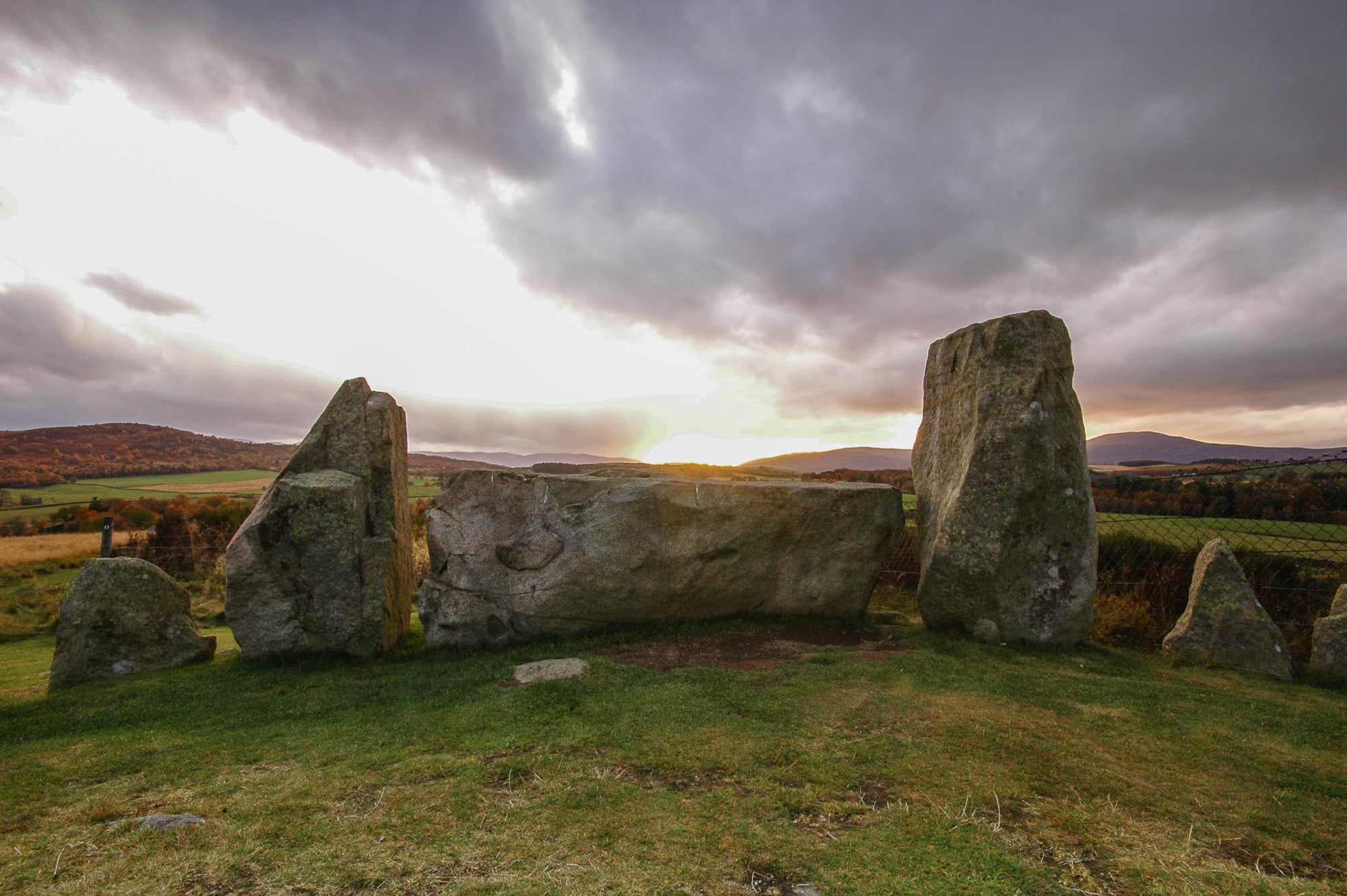 Tomervarie stone circle Tomervarie stone circle with dramatic sky