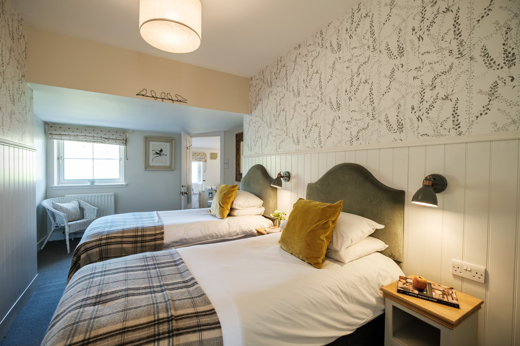 Double bedroom with countryside views in Pine Cottage